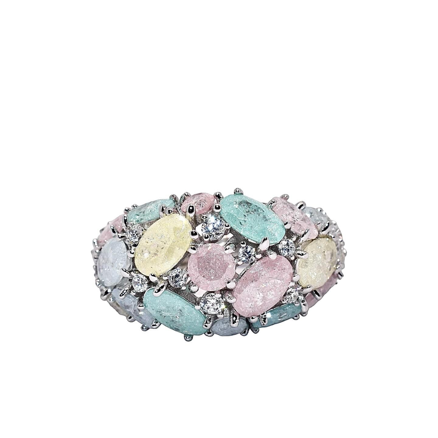 Pastel Coloured Half Band Ring