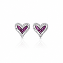 Ruby Coloured Heart Studs