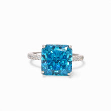 Ice Stone Aquamarine Coloured Cushion Cut Ring