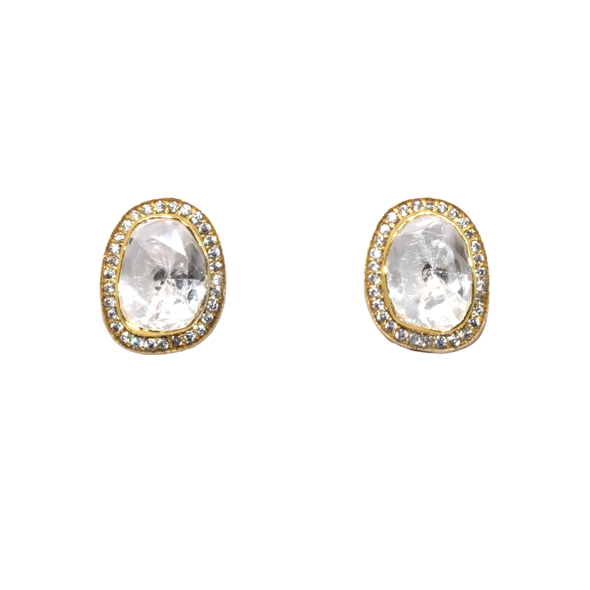 Gold Plated Moissanite Oval Earring