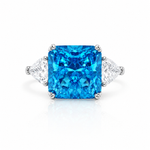 Ice Stone Sapphire Coloured Cushion Cut Ring