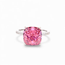 Pink Coloured Ice Stone Cushion Cut Ring