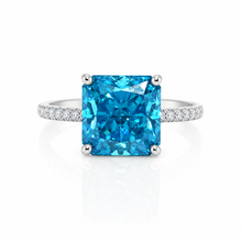 Ice Stone Aquamarine Coloured Cushion Cut Ring