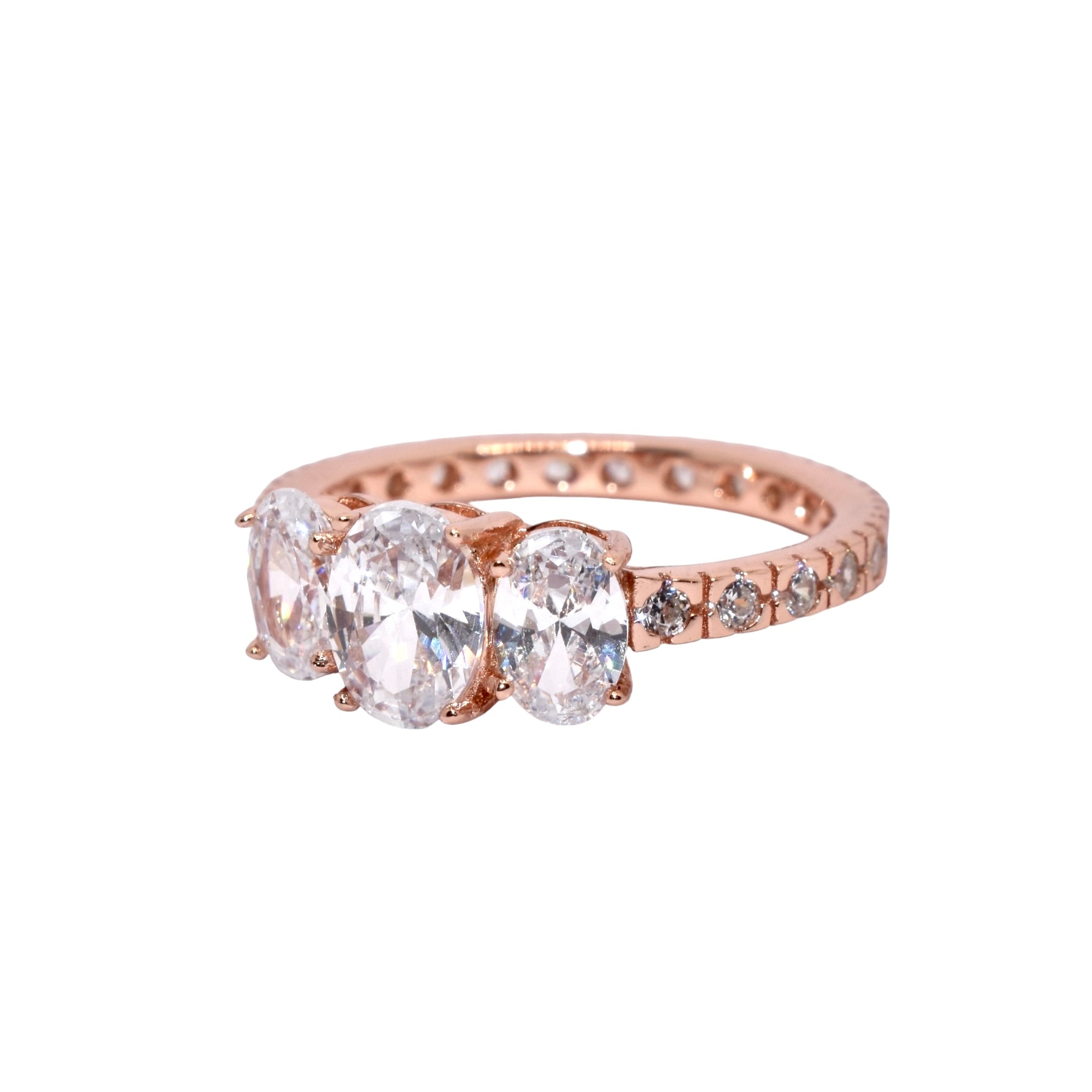 Rose Gold Triple Oval Shape Ring