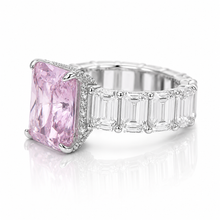 Pink Coloured Emerald Cut Ice Stone Ring