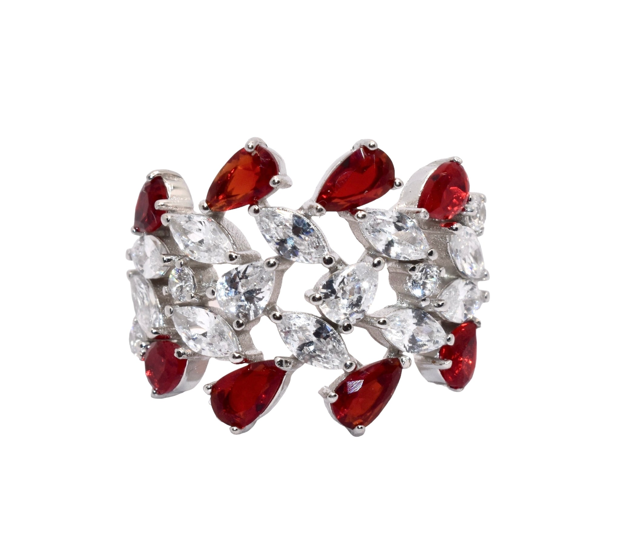 Ruby Coloured Half Band Ring