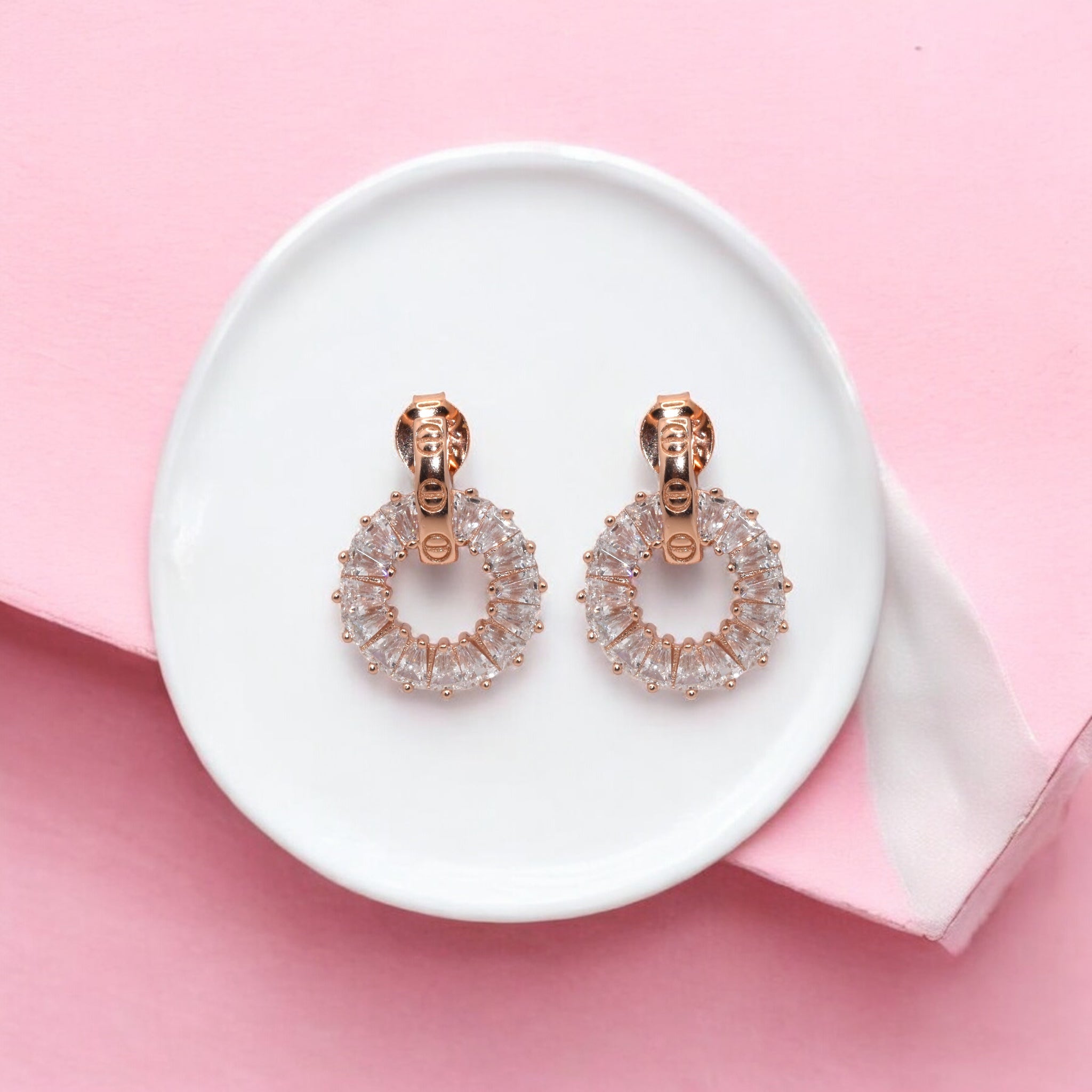 Rose Gold Baguette Studs