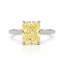 Light Yellow Coloured Emerald Cut Ring