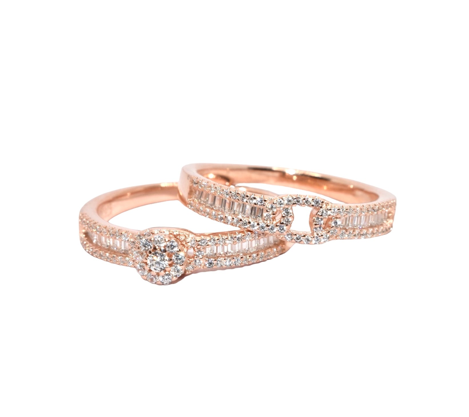 Rose Gold Halo Solitaire Dual Set Ring