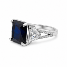 Sapphire Coloured Cushion Cut Ring