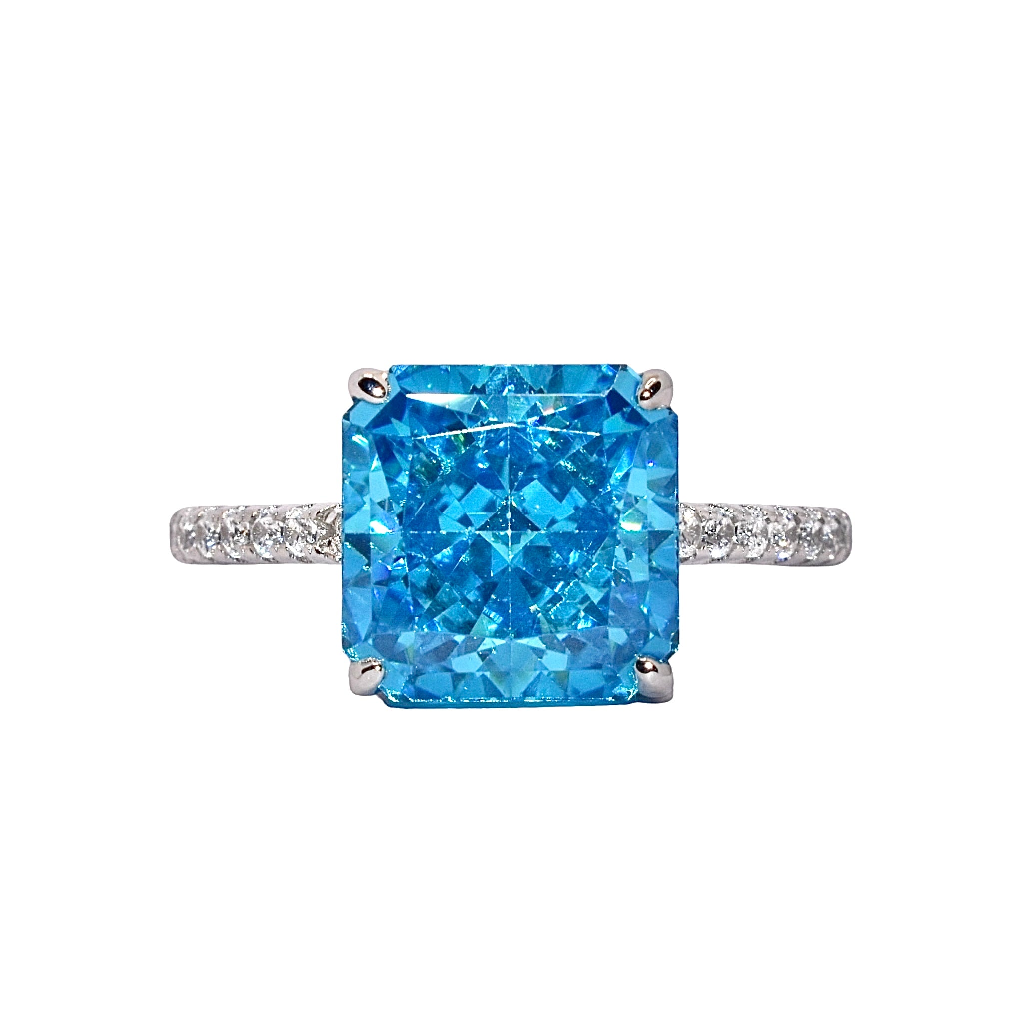 Aquamarine Ice Stone Cushion Cut Ring