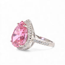 Halo Pear Shape Ice Stone Pink Coloured Ring