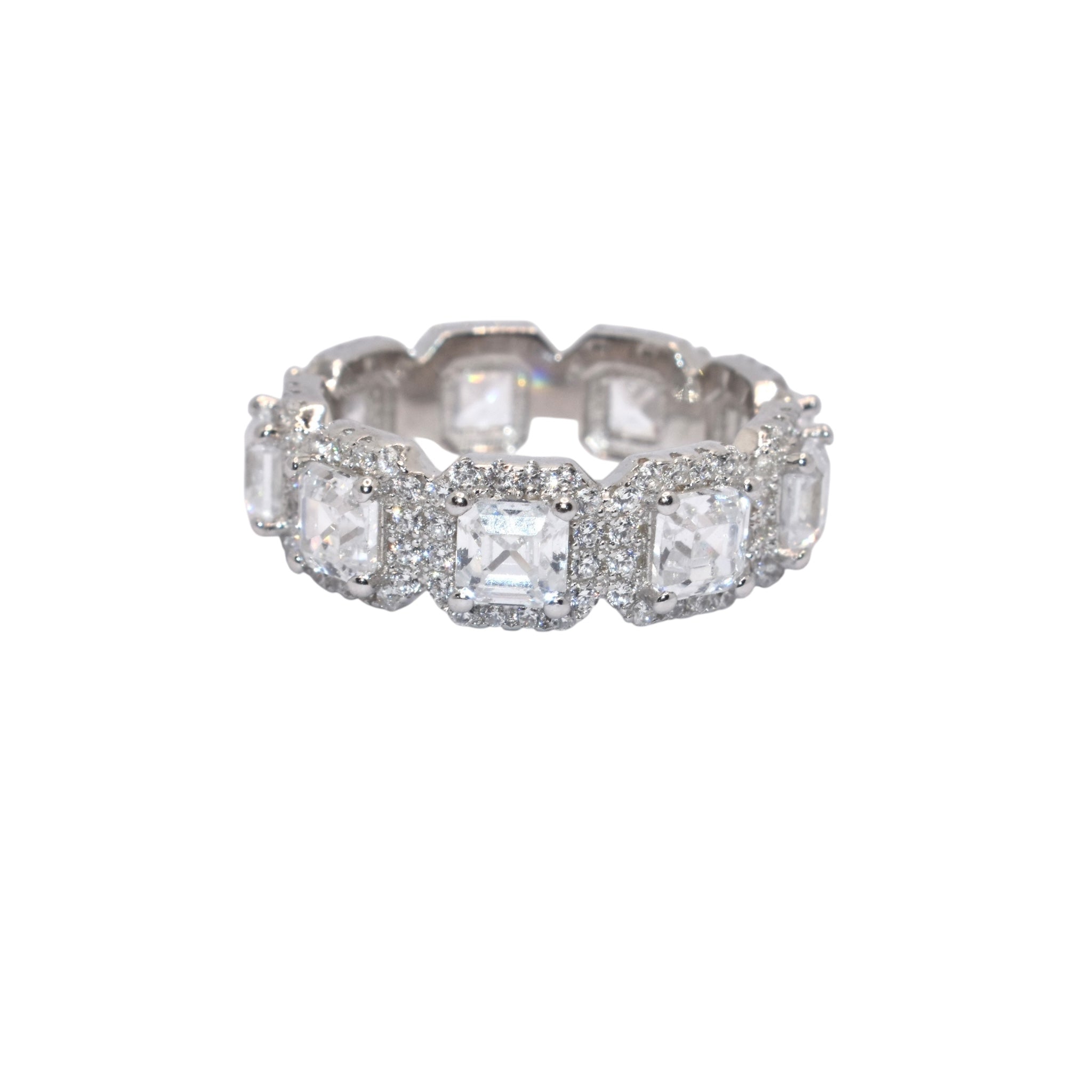Halo Cushion Cut Band Ring
