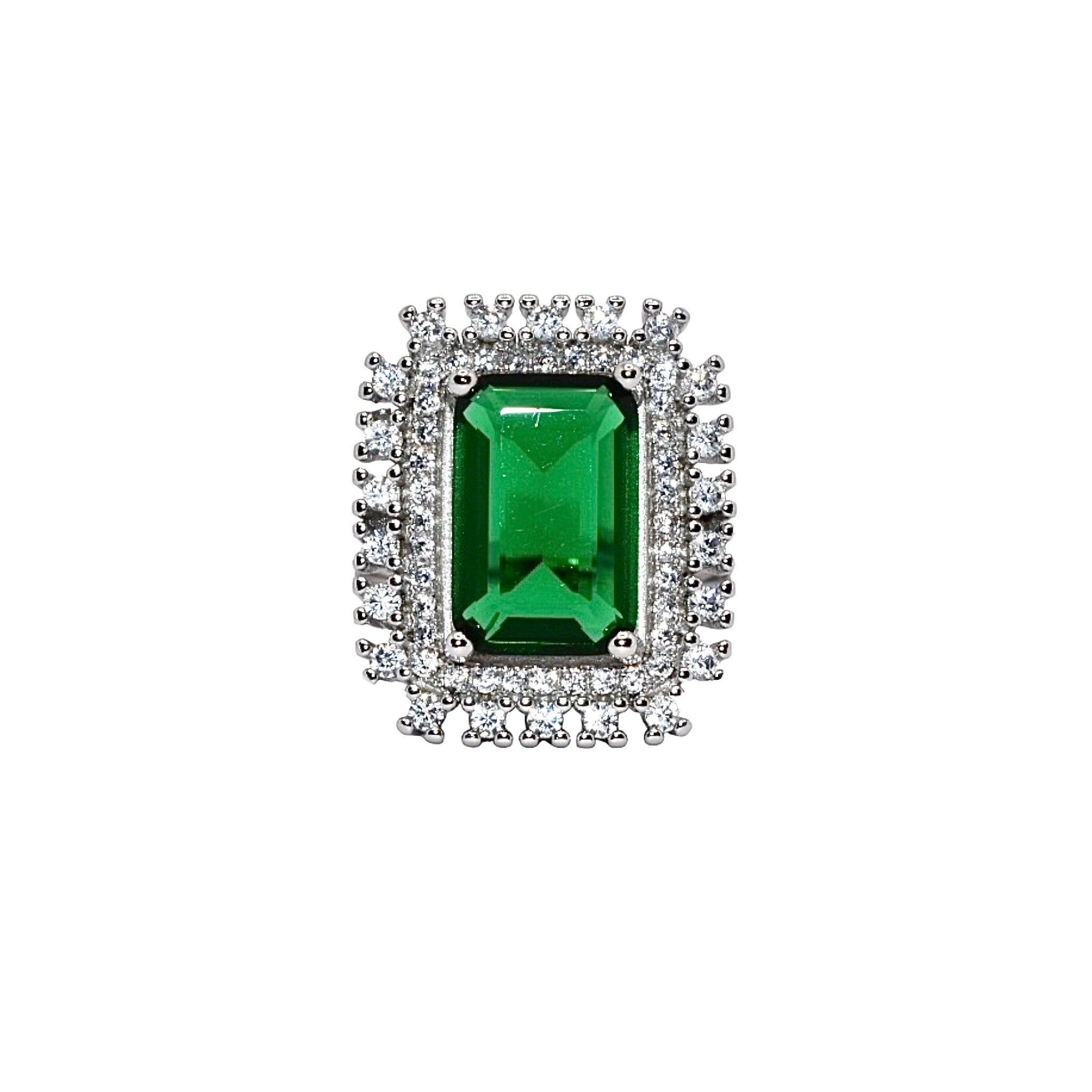 Queen Halo Emerald Coloured Ring