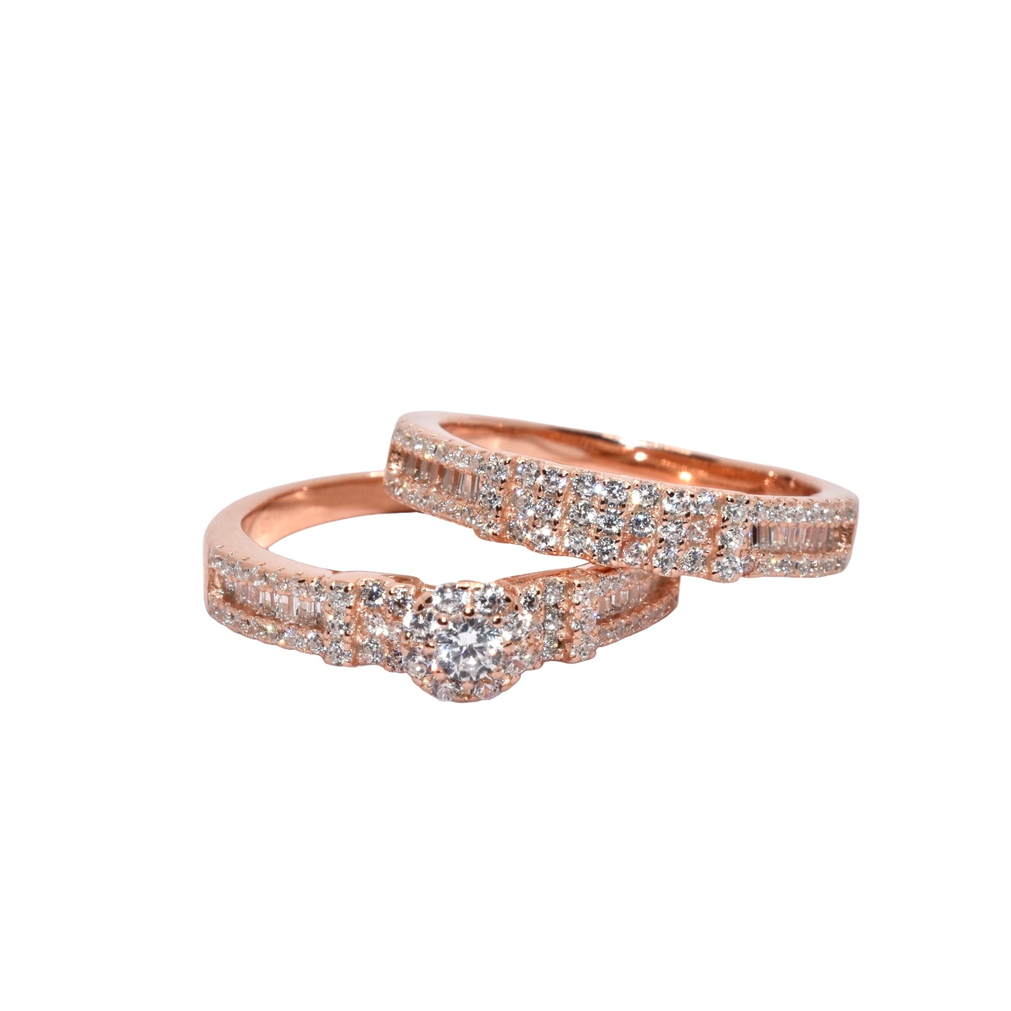 Rose Gold Halo Solitaire Dual Set Ring