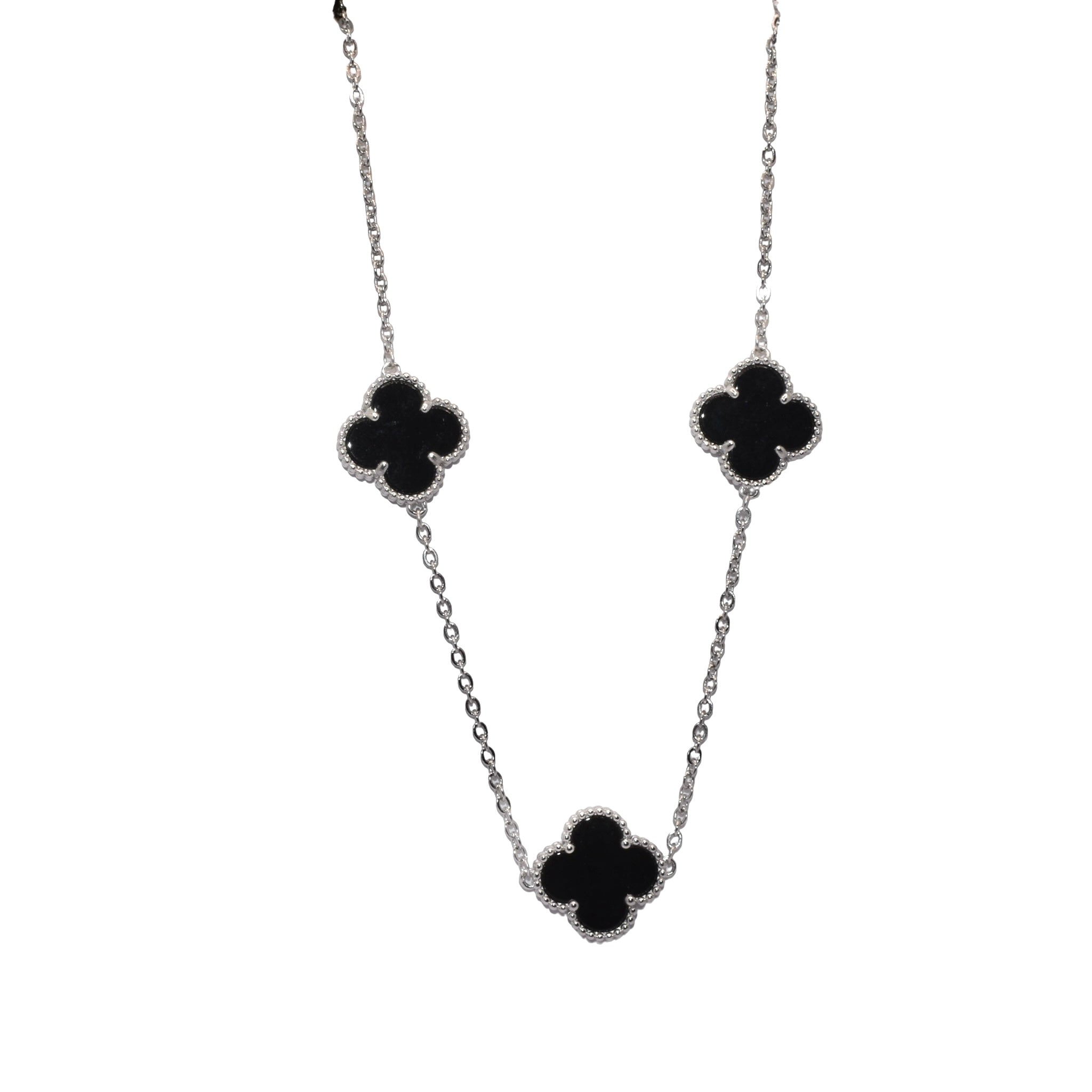 Tri Black Clover Necklace