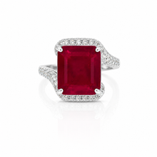 Ruby Coloured Emerald Cut Ring