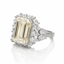Pale Yellow Coloured Emerald Cut Ring