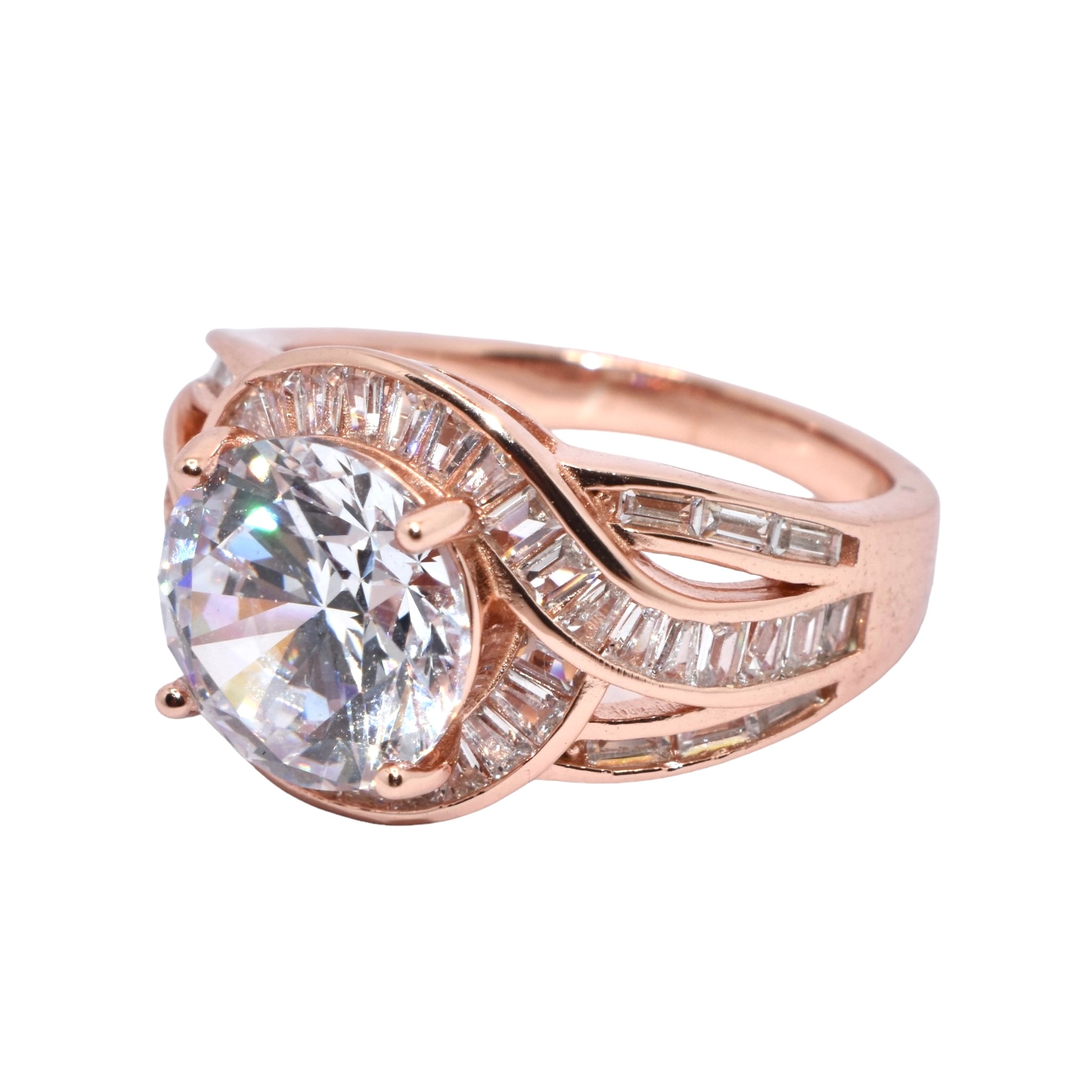 Rose Gold Solitaire Baguette Ring