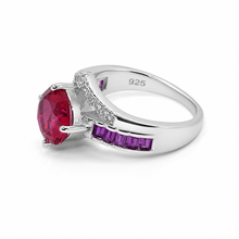 Ruby Coloured Solitaire Baguette Ring
