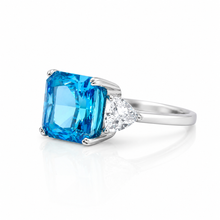 Ice Stone Sapphire Coloured Cushion Cut Ring