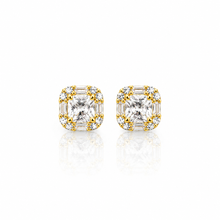 Gold Coloured Cushion Cut Studs