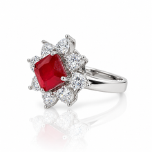 Ruby Coloured Cushion Cut Ring