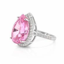 Halo Pear Shape Ice Stone Pink Coloured Ring