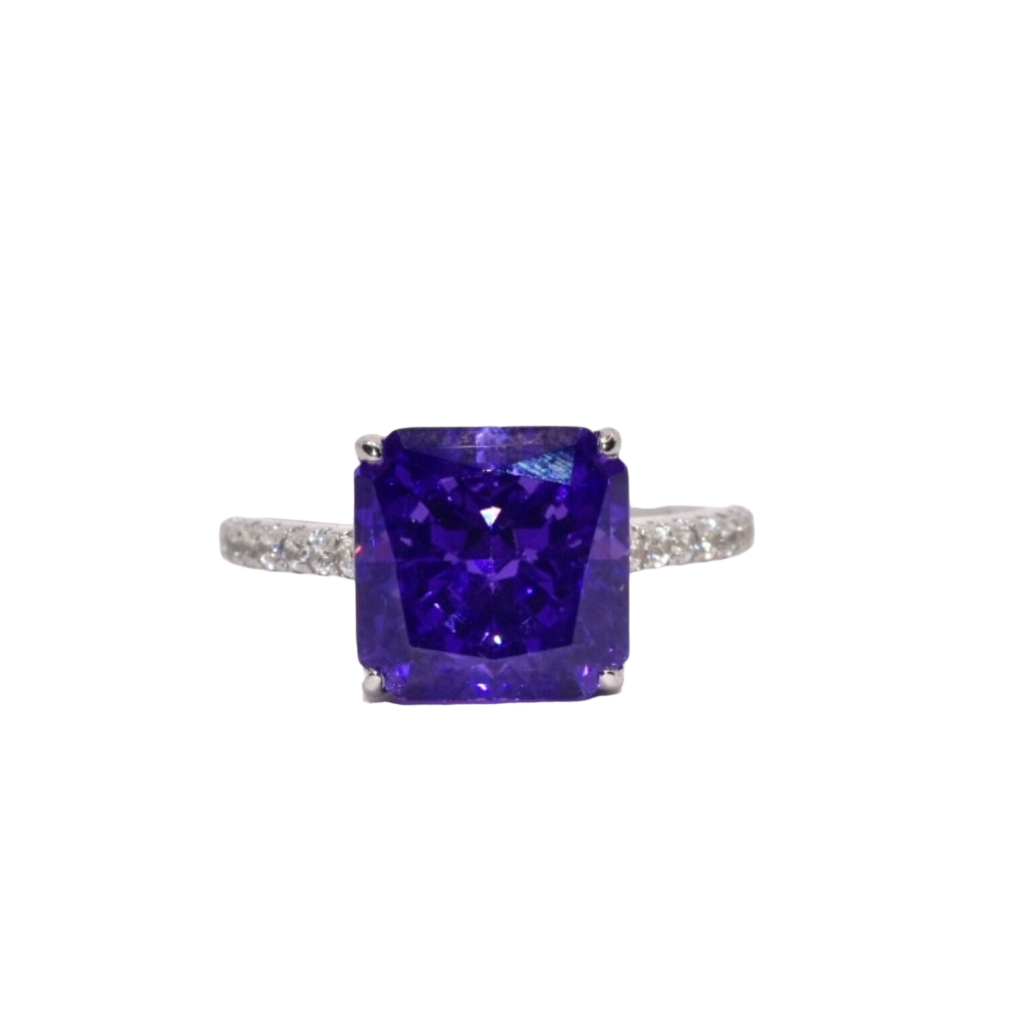 Violet Cushion Cut Ice Stone Ring