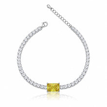 Yellow Coloured Emerald Cut Tennis Bracelet