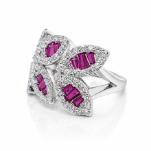 Ruby Coloured Baguette Ring