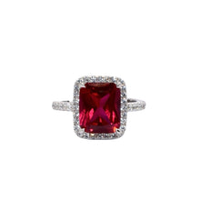 Ruby Coloured Emerald Cut Ring
