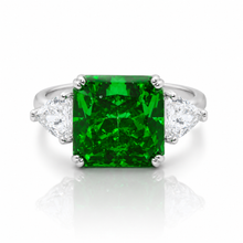 Emerald Coloured Cushion Cut Ring