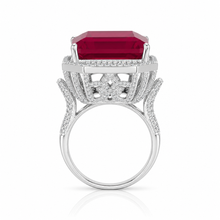 Ruby Coloured Emerald Cut Ring