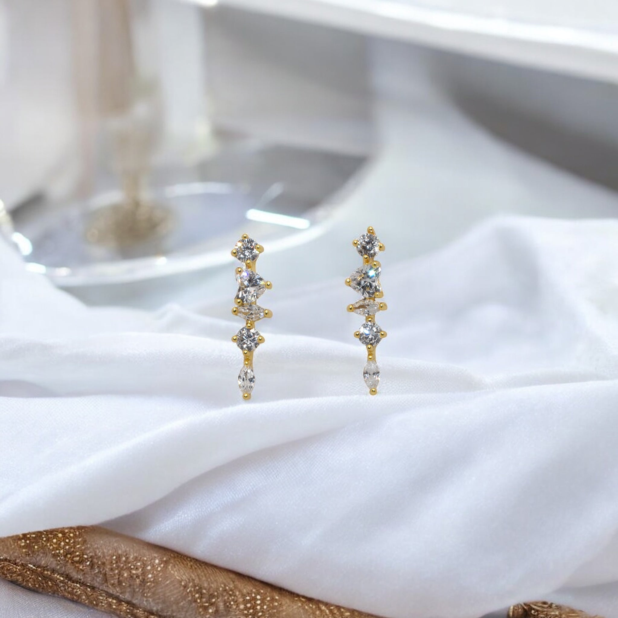 Gold Coloured Hanging Studs