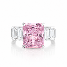 Pink Coloured Emerald Cut Ice Stone Ring
