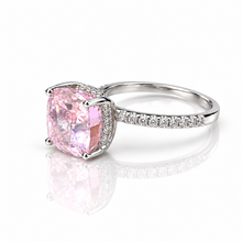 Pink Coloured Cushion Cut Ring