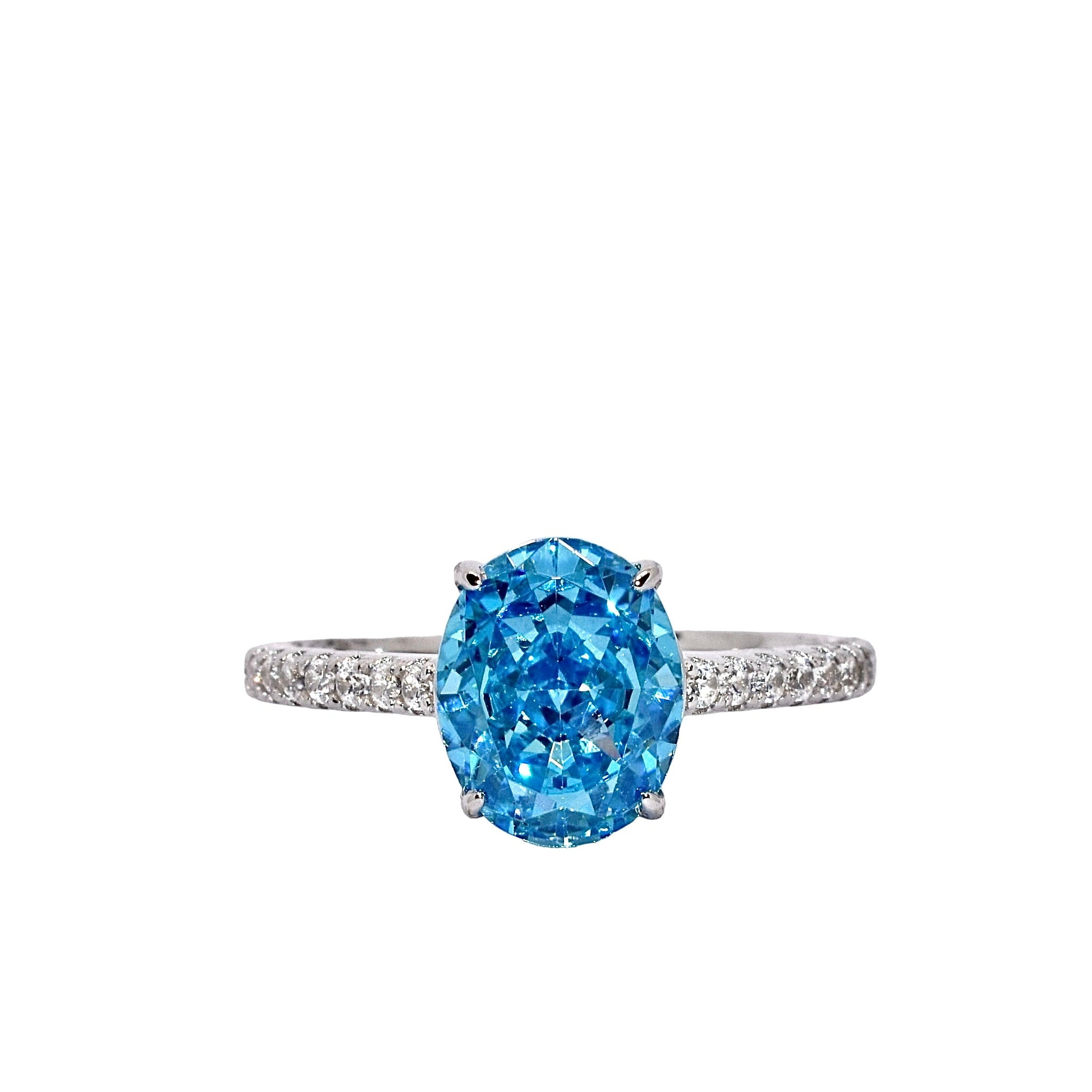 Aquamarine Ice Cut Oval Ring