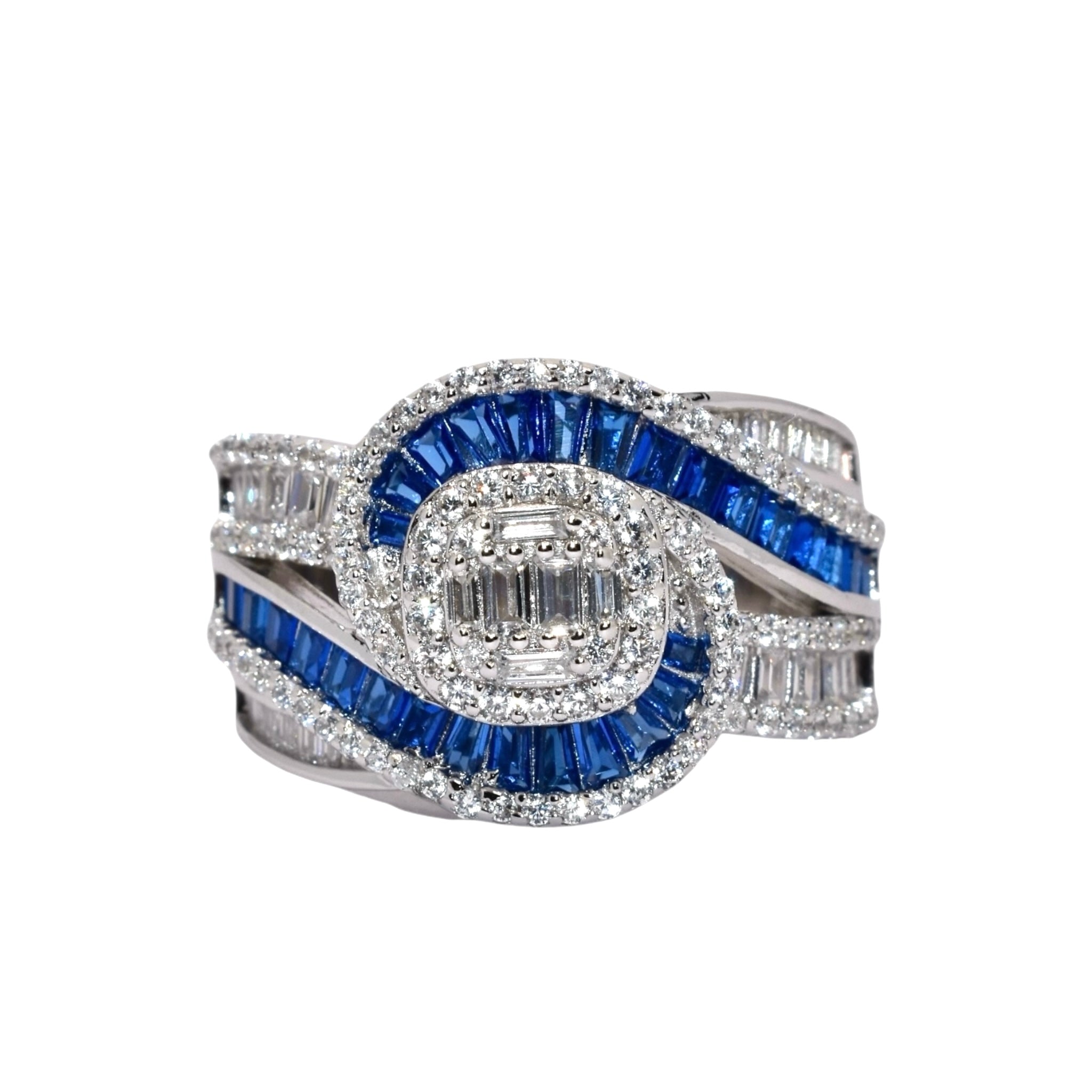 Sapphire Coloured Baguette Ring