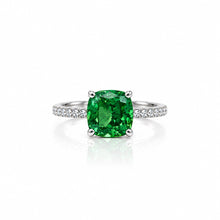 Emerald Coloured Cushion Cut Ring