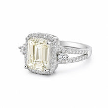 Swarovski Pale Yellow Coloured Emerald Cut Ring