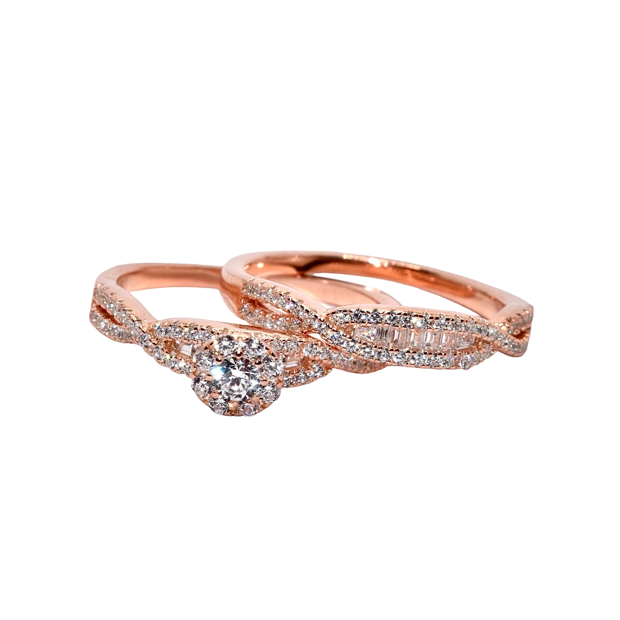 Rose Gold Solitaire Dual Set Ring