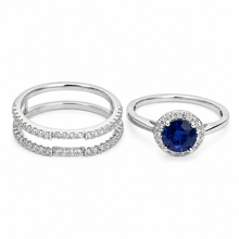 Sapphire Halo Solitaire Set Ring