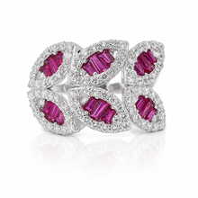 Ruby Coloured Baguette Ring