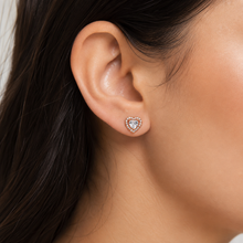 Rose Gold Halo Heart Studs