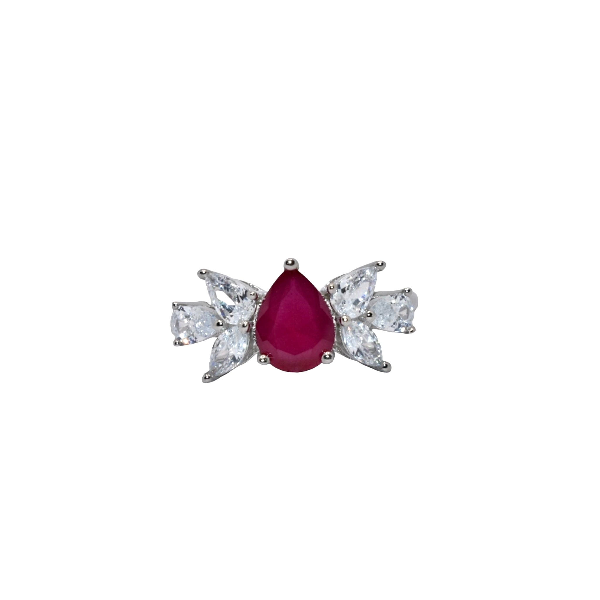 Ruby Colour Pear Shaped Ring