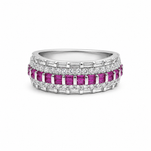 Ruby Coloured Baguette Band Ring