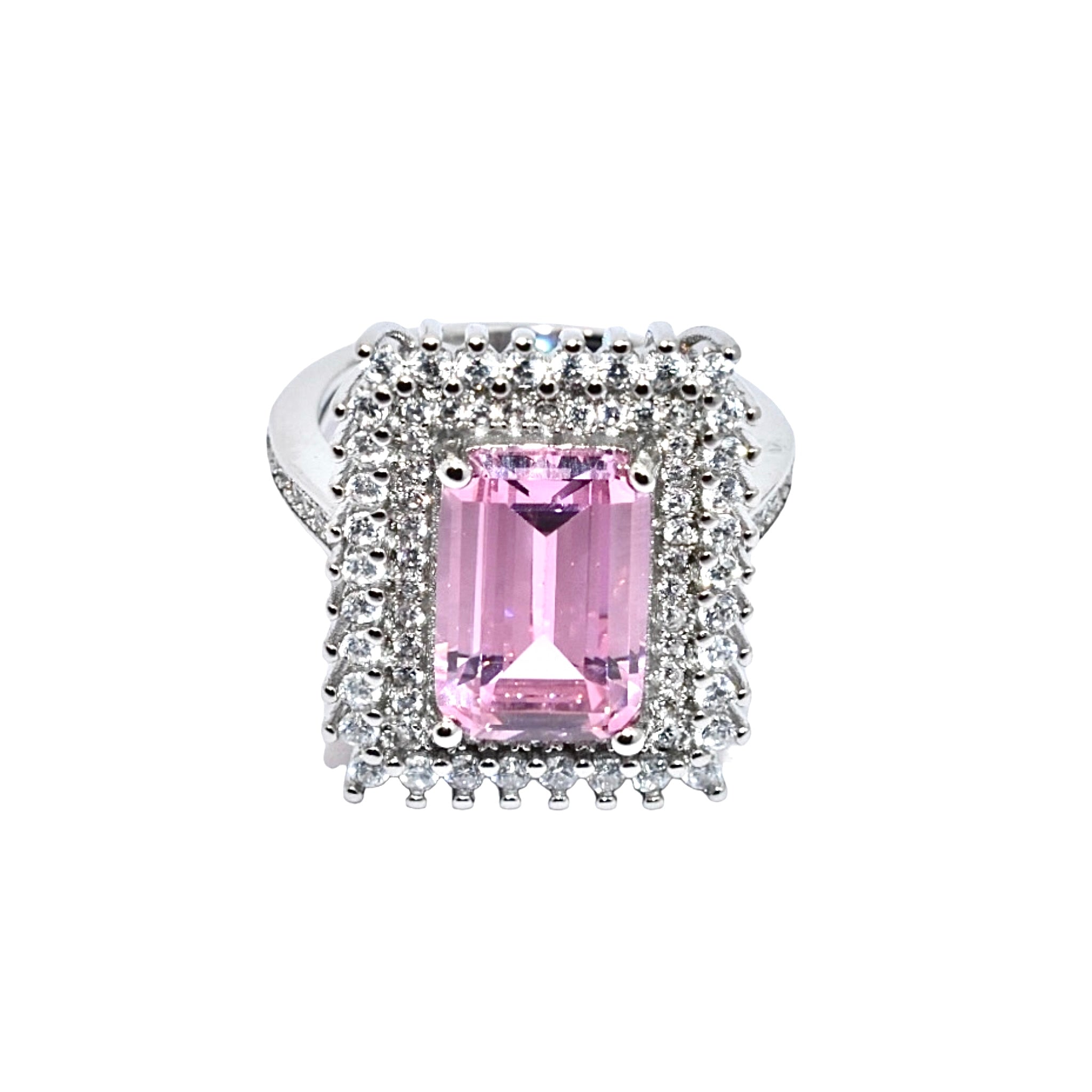 Queen Halo Pink Coloured Ring