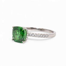 Ice Stone Emerald Coloured Cushion Cut Ring