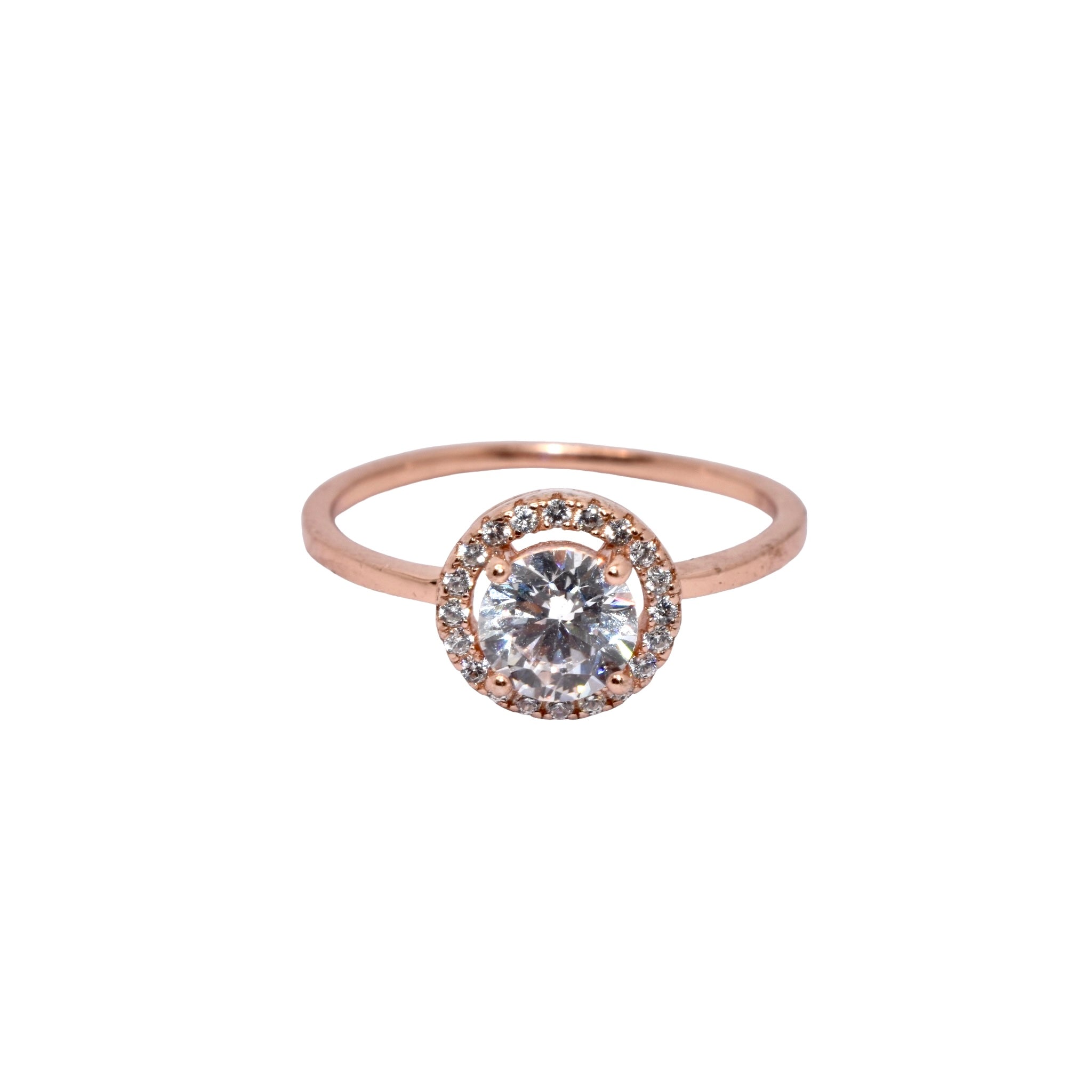 Rose Gold Halo Solitaire Ring